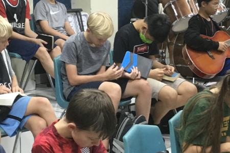 Most of the students praying