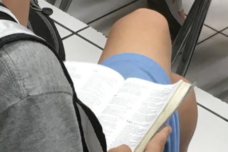 Student following along